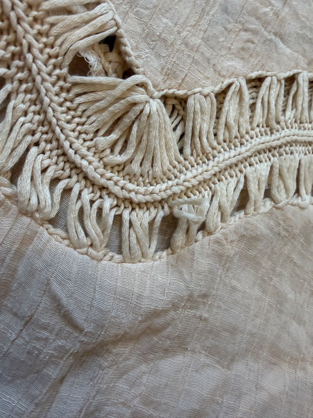 Vivid Collection Bohemian Crochet Swimsuit Cover-up Size Small - Cream Beige - Picture 9 of 9